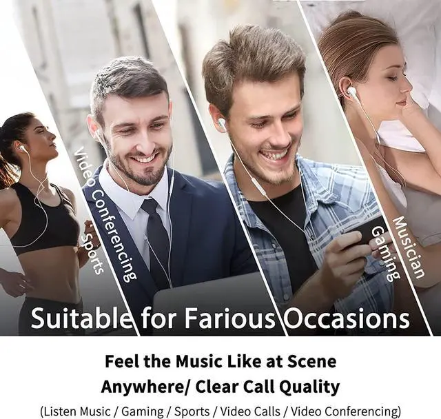 Alt view image 6 of 6 - Wired Earbuds with Microphone Wired Earphones in Ear Headphones HiFi Stereo Powerful Bass and Crystal Clear Audio Compatible with iPhone iPad Android Computer Most with 3.5mm Jack