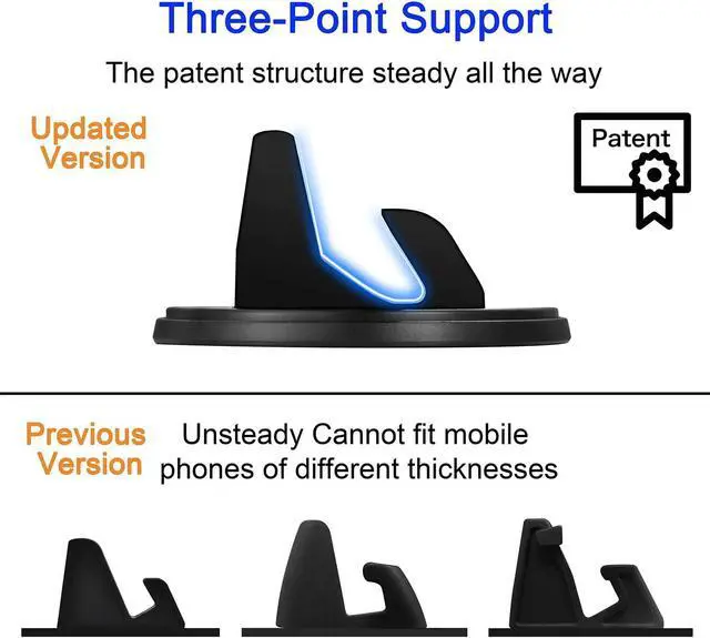 Alt view image 3 of 6 - Car Phone Mount,SRUNP[2 PACK]Cell Phone Holder for Car Dashboard,Vertical Horizontal 360°Rotate,Removable Sticky Gel,Compatible with iPhone11/11Pro Max/Xs/X/Xr/8/7,Samsung Galaxy Note Pixel Smartphone