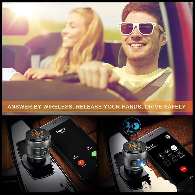 Alt view image 3 of 6 - Bluetooth 5.3 FM Transmitter for Car, 3.0 Wireless Bluetooth FM Radio Adapter Music Player FM Transmitter/Car Kit with Hands-Free Calling and 2 USB Ports Charger Support USB Drive