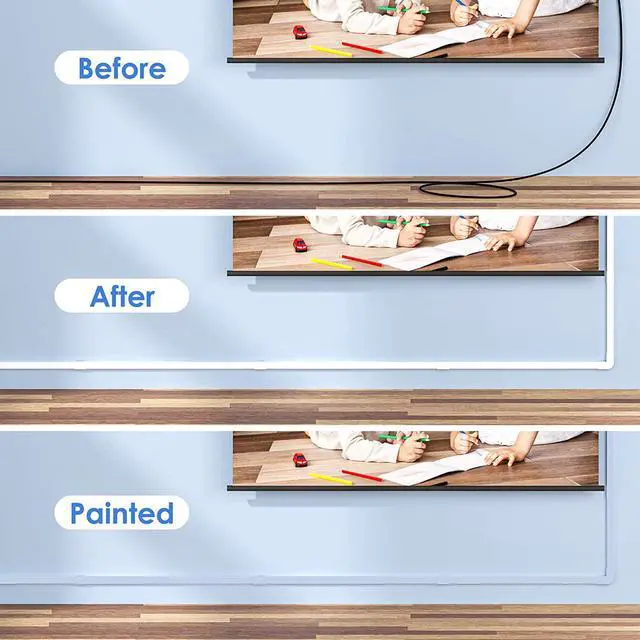 Alt view image 5 of 7 - 125in Cord Hider/Cover Wall - Yecaye One-Cord Channel Cable Concealer - Easy Install Cable Management System for Max 2 Small Wires, Cable Raceway Home Office, 8X L15.7in W0.59in H0.4in, White