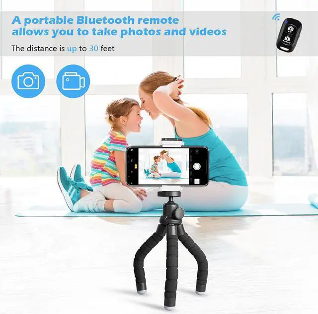 Alt view image 2 of 7 - Ubeesize Phone Tripod Portable and Flexible Tripods with Wireless Remote and Clip Cell Phone Tripode Stand for Video Recording