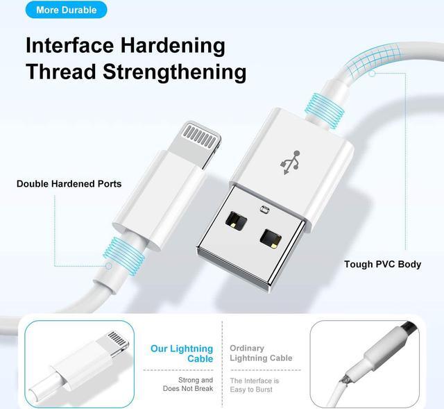 Alt view image 6 of 7 - 3 Pack [ Apple MFi Certified ] iPhone Charger 6ft Long Lightning to USB Cable 6 Feet Fast Apple Charging Cable Cord 6 Foot for iPhone 14 Pro Max/13 Pro Max/12 Mini/11 Pro/11/XS/XR/8/7/6s/iPad Air