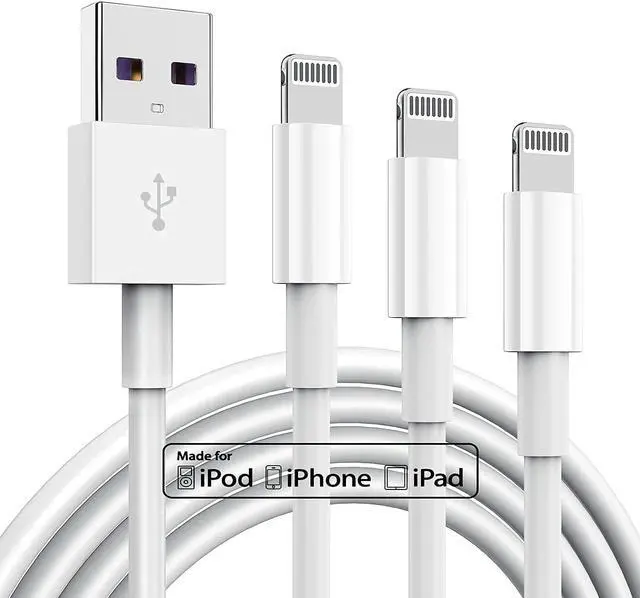Main image of 3 Pack Apple MFi Certified iPhone Charger Cable Apple Lightning to USB Cable Cord 2.4A Fast Charging Apple Phone Long Chargers for iPhone 12/11/11Pro/11Max/ X/XS/XR/XS Max/8/7/6/5S/SE (3ft White)