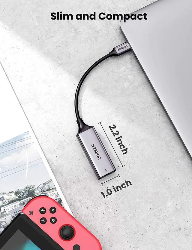 Alt view image 6 of 7 - UGREEN USB C to Ethernet Adapter RJ45 to Thunderbolt 3 Type C Gigabit Network LAN 1000Mbps Converter Compatible with MacBook Pro Air iPad Pro Surface Book Chromebook Dell XPS Galaxy S20 S10, and More