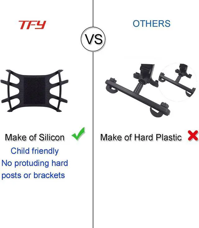 Alt view image 4 of 7 - TFY Car Mount Universal Car Headrest Mount Holder with Silicon Holding Net Compatible with Both 4.5-6 Inch Phones and 7-10.5 Inch Tablets