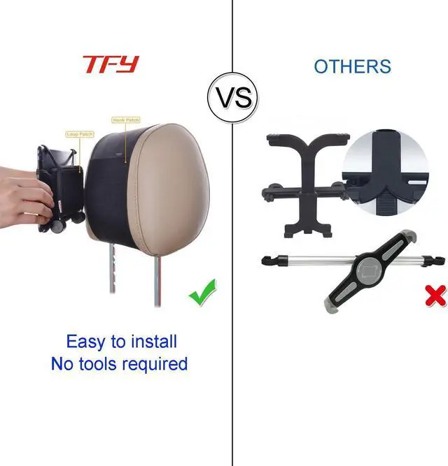 Alt view image 5 of 7 - TFY Car Mount Universal Car Headrest Mount Holder with Silicon Holding Net Compatible with Both 4.5-6 Inch Phones and 7-10.5 Inch Tablets