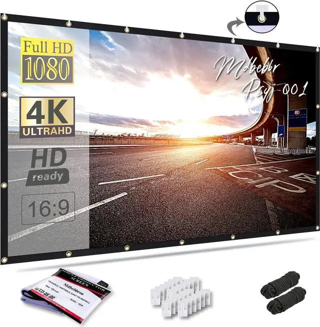 Main image of 120 inch Projector Screen 16:9 Foldable Anti-Crease Portable Projector Movies Screens for Home Theater Outdoor Indoor Support Double Sided Projection