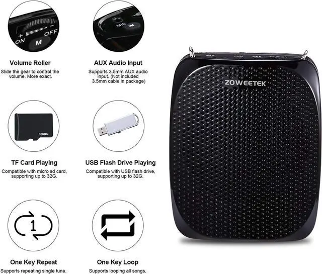 Alt view image 6 of 7 - Original Voice Amplifier for Teachers with 2 Microphones, Wireless Voice Amplifier Microphone Headset, Portable Speaker Megaphone for Classroom, Training, Teaching, Yoga, Meeting, Speech