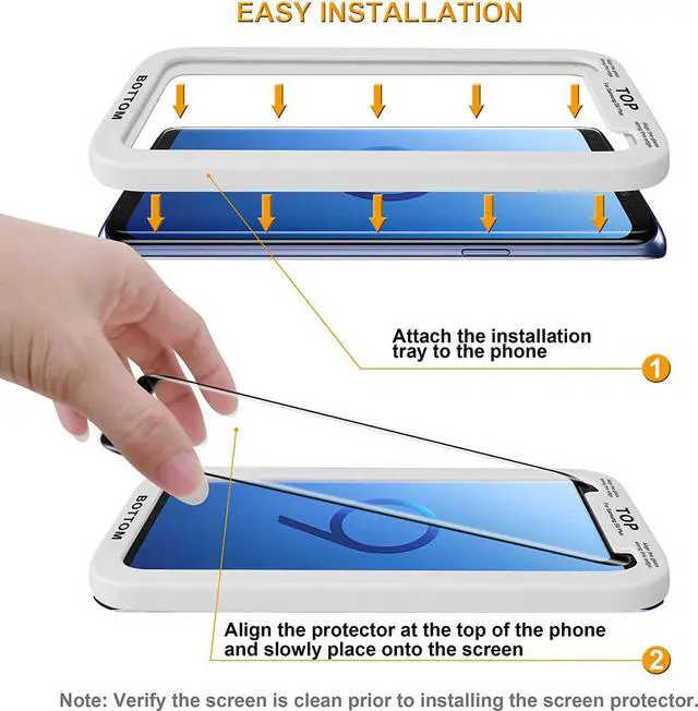 Alt view image 2 of 6 - (2 Pack) Designed for  (Galaxy S9 Plus) Tempered Glass Screen Protector with (Easy Installation Tray) Anti Scratch Bubble Free (Black)