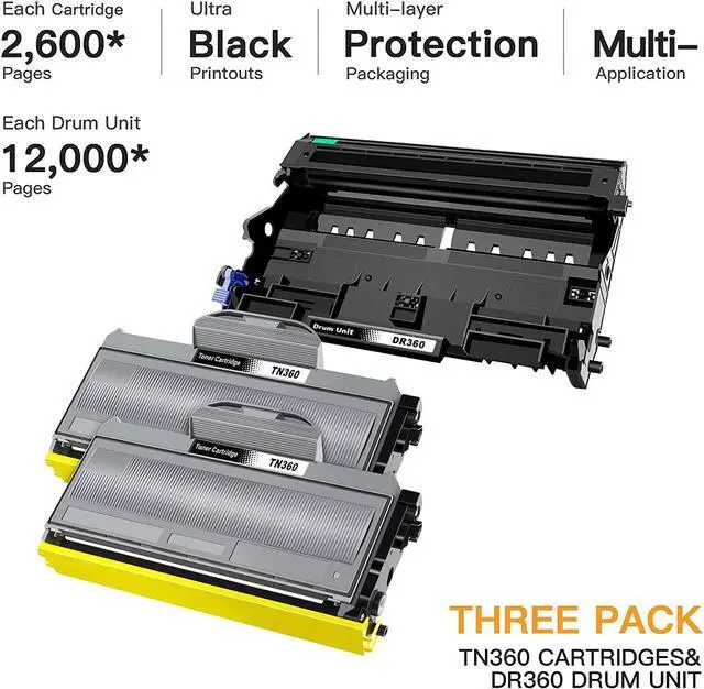Alt view image 2 of 7 - E-Z Ink (TM) Compatible Toner Cartridge & Drum Unit Replacement for Brother TN360 TN330 DR360 DR-360 High Yield Compatible with DCP-7040 DCP-7030 MFC-7840W HL-2140 MFC-7340(2 Toner, 1 Drum Unit)