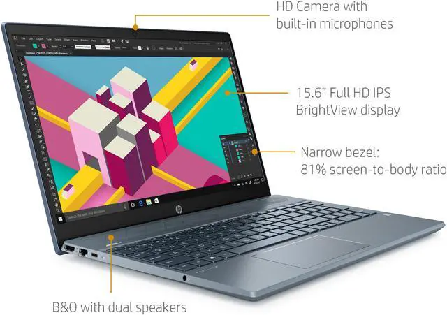 Alt view image 2 of 5 - HP Pavilion Laptop 15.6" Full HD Display, AMD Ryzen 5 3500U, AMD Radeon™ Vega 8 Graphics, 8GB SDRAM, 1TB HDD + 128GB SSD, Horizon Blue, 15-cw1068wm