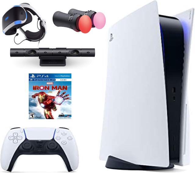 Playstation Console and Playstation VR Bundle PS5 Disc Version with Wireless Controller, PSVR Headset, Move Motion Controller, Iron Man Game & Accessories PS5 Systems Newegg.com