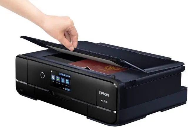 Alt view image 4 of 12 - Epson Expression Photo XP-970 Inkjet Multifunction Printer - Color - Copier/Printer/Scanner - 5760 x 1440 dpi Print - Automatic Duplex Print - 4800 dpi Optical Scan - 100 sheets Input - Fast Ethernet