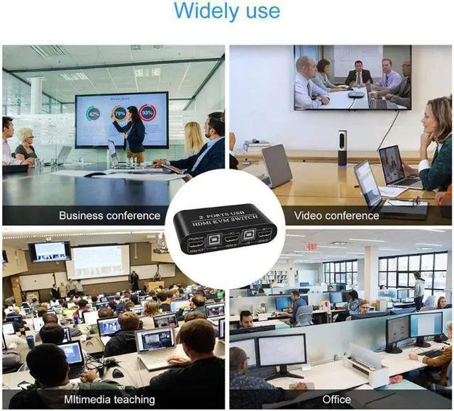 Alt view image 5 of 5 - 4K HD KVM Switch 2-Port USB Manual Switcher Box Keyboard Mouse Splitter