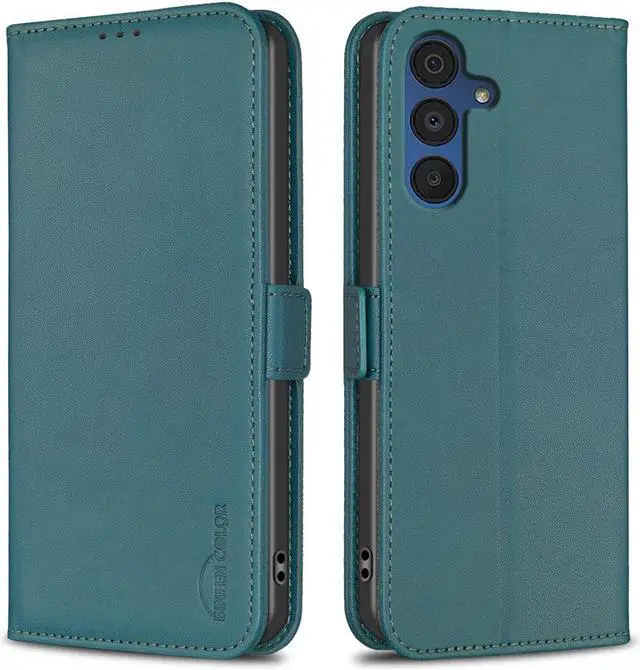 Alt view image 4 of 6 - JJ & D Flip Leather Case for Samsung Galaxy A56 5G Cover Green