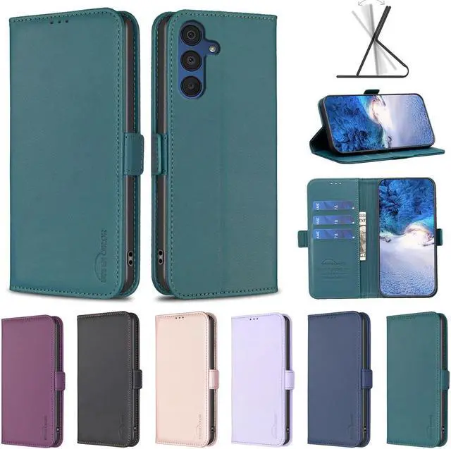 Main image of JJ & D Flip Leather Case for Samsung Galaxy A56 5G Cover Green