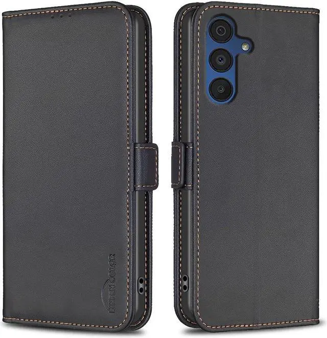 Alt view image 3 of 5 - JJ & D Flip Leather Case for Samsung Galaxy A56 5G Cover Black