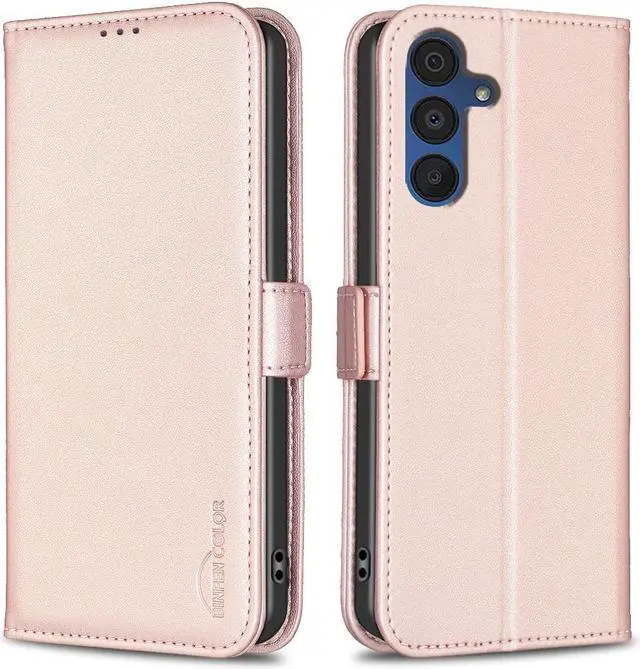 Alt view image 3 of 5 - JJ & D Flip Leather Case for Samsung Galaxy A56 5G Cover Gold