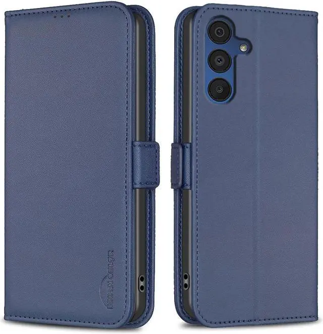 Alt view image 3 of 5 - JJ & D Flip Leather Case for Samsung Galaxy A56 5G Cover Blue