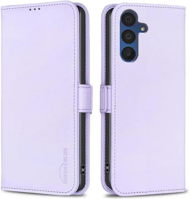 Alt view image 3 of 5 - JJ & D Flip Leather Case for Samsung Galaxy A26 5G Cover Green Light Purple