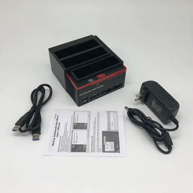 Alt view image 4 of 4 - USB 3.0 to 2x2.5/3.5" SATA and 1x IDE HDD Docking Station 3 Bay External Hard Drive Clone HDD Enclosure USB 2 Ports USB 2.0 Hub MS/M2/XD/CF/SD/TF Card Reader