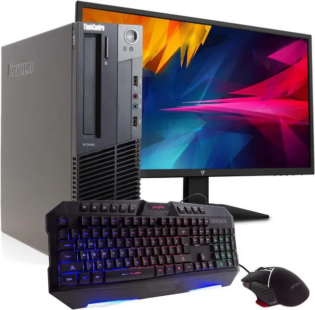 Main image of Lenovo ThinkCentre M92P PC Desktop Computer, Intel i5-3470 3.2GHz, 16GB RAM, 2TB HDD, Windows 10 Pro, New 23.6" FHD V7 LED Monitor, New Periphio Keyboard & Mouse, New 16GB Flash Drive, WiFi