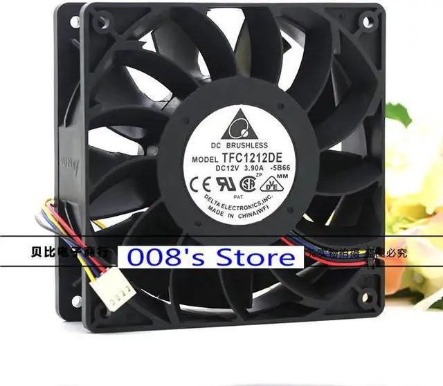 Alt view image 4 of 5 - CPU Cooler Fan For Server PC TFC1212DE 120mm DC 12V 3.90A -5B66 4800RPM 120*120*38mm 190CFM Cooling