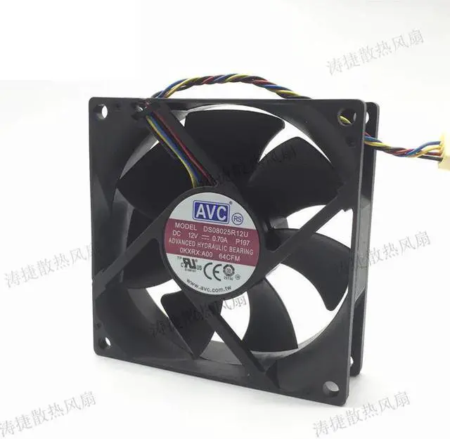 Alt view image 3 of 5 - 2 Pieces New CPU Cooler Fan For DS08025R12U 80*80*25mm 12V 0.7A P158/P197/P209 PC Server Inverter Chassis Cooling 4 Pins 0TJ5T2