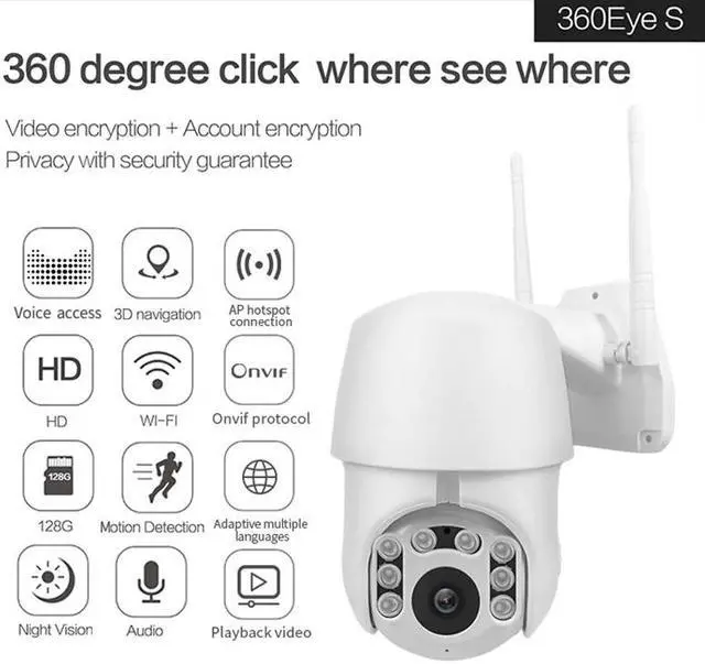 Alt view image 3 of 5 - 1080P-Full CCTV Outdoor Waterproof IP Action Camera Wifi  Infrared 1080P Wireless PTZ Surveillance Camera Wifi Dome Camera