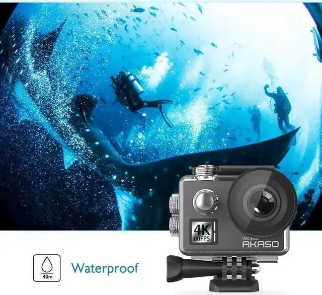Alt view image 3 of 5 - V50 Elite Native 4K/60fps 20MP Ultra HD 4K Action Camera WiFi Touch Screen Voice Control EIS 40m Waterproof Camera