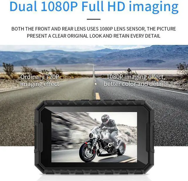 Alt view image 3 of 5 - Motorbike Action Camera Recorder DVR Dual Lens Full HD 1080P Front and Rear View Motor Electronics Motorcycle Dash Cam
