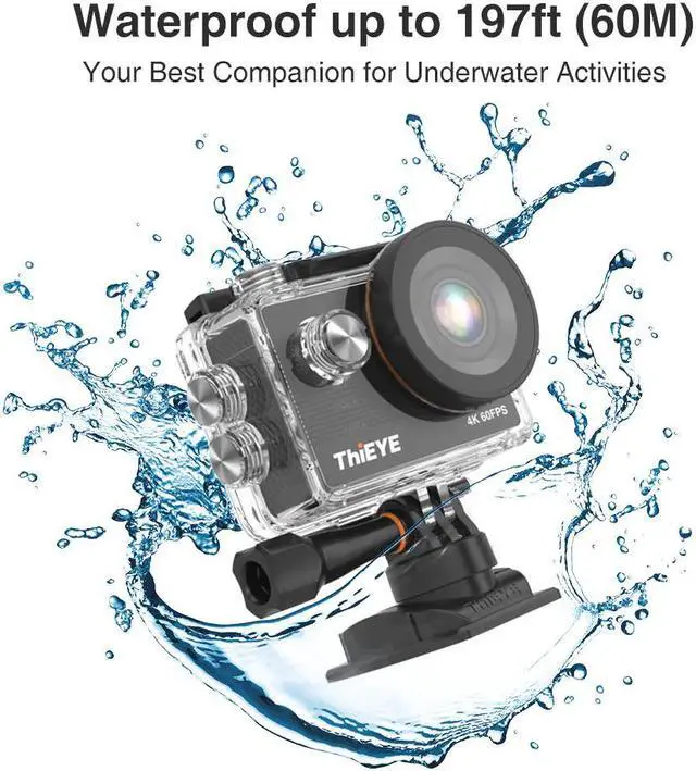 Alt view image 4 of 5 - TEYE T5 Pro  WiFi Action Camera Real 4K Ultra HD Sport Cam with EIS Distortion Remote Control 60M Waterproof