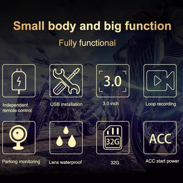 Alt view image 4 of 5 - Motorcycle DVR SE100 3.0" Motorcycle Camera 1080P HD Dash Cam Moto Dual Lens Driving Recorder Bike Action Camera Sport