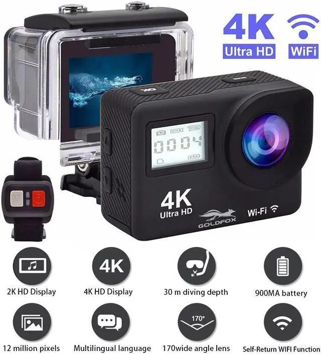 Alt view image 2 of 5 - Touch Screen Ultra HD 4K Action Camera 1080P 170D Wifi Remote Control Go Waterproof Pro cam For Cycling Diving Sport Camera