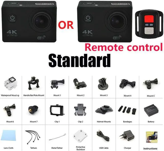 Alt view image 2 of 5 - Sports  Action Camera Video WIFI Ultra HD Underwater Diving 1080P Camera 4K DVR Waterproof Helmet bicycle Cam
