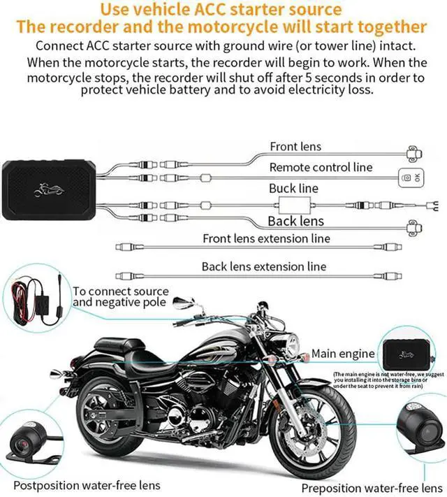 Alt view image 5 of 5 - 1080P Motorcycle Dirver Recorded Camera Car Action Sport Camera Dash Cam with Special Dual-track Front Rear Recorde