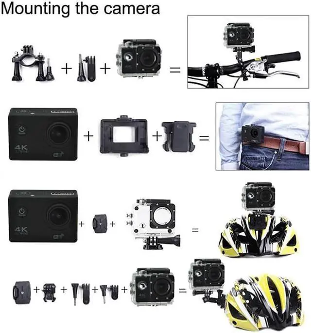 Alt view image 4 of 5 - Sports  Action Camera Video WIFI Ultra HD Underwater Diving 1080P Camera 4K DVR Waterproof Helmet bicycle Cam