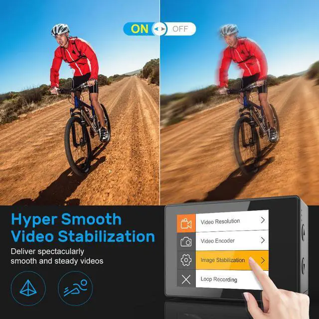 Alt view image 3 of 5 - Yarber 8K Action Camera 20MP HD 40M Waterproof WIFI Action Camera 4K 60fps APP Remote Control Bicycle Helmet Sports Video Cam