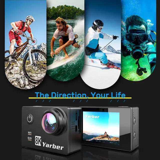 Alt view image 2 of 5 - 8K WIFI Action Camera 4K 60fps 20MP HD 40M Waterproof Voice Remote Control Action Cam Motorcycle Helmet Sports Video Cam