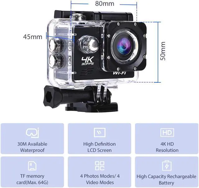 Alt view image 4 of 5 - LCD Screen 4K High Definition micro Sport Video Camera with WIFI Function Scouting Waterproof Design Cycling mini cam