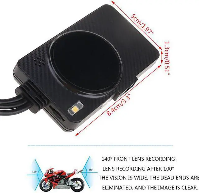 Alt view image 4 of 5 - 3" LCD HD Motorcycle Car Action Dual Camera Video Recorder Dash Cam Waterproof Driving Recorder M68B