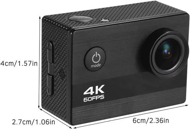 Alt view image 3 of 5 - 4K 60FPS Sports mini Action micro Camera wifi 2-inch HD Screen Underwater 30m Waterproof 170 Degree Wide Angle Built-in Battery