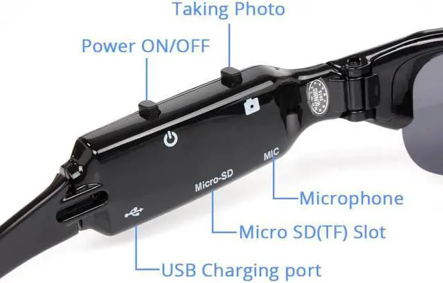 Alt view image 5 of 5 - 1280 ×960 Mini Camera Sport Video Sunglasses Recorder Action Camera DVR VCR Eyewear Sun Glasses Support Hidden TF Card