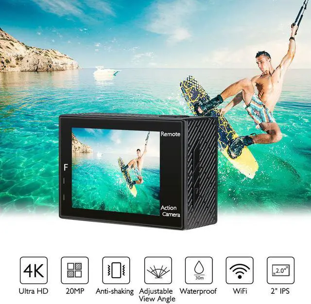 Alt view image 5 of 5 - Brave 4 4K 20MP Wifi Action Camera Ultra HD EIS 30m Underwater Waterproof Remote Sports Camcorder Helmet Accessories Gift
