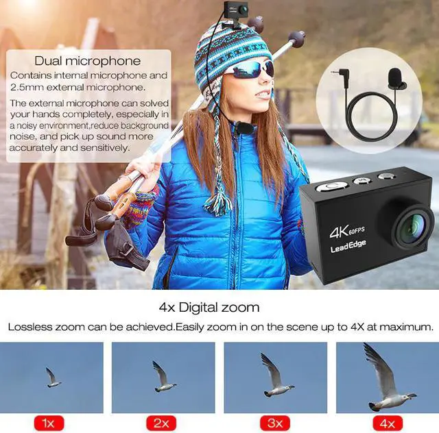 Alt view image 4 of 7 - Action Camera 4K/30FPS 1080p/60fps 20MP Ultra HD  Mini Helmet Cam WiFi Waterproof Sports Camera From  H9 H9R