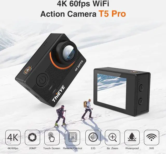 Alt view image 2 of 5 - TEYE T5 Pro Real Ultra HD 4K 60fps Touch Screen WiFi Action Camera Remote Control 60M underwater Sport Camera