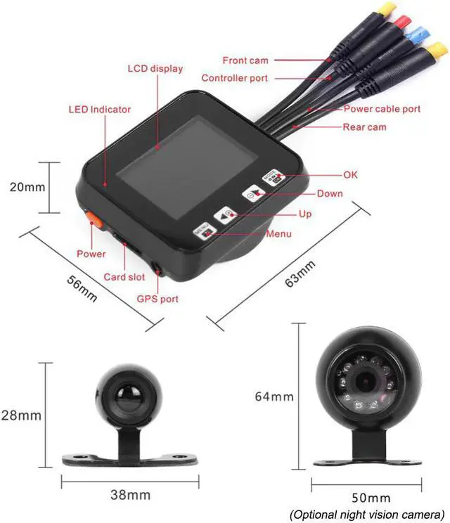 Alt view image 2 of 5 - V C6 Dual Motorcycle Action Camera Recorder DVR Front and Rear View Waterproof Motorcycle Dash Cam Black Night Vision Box