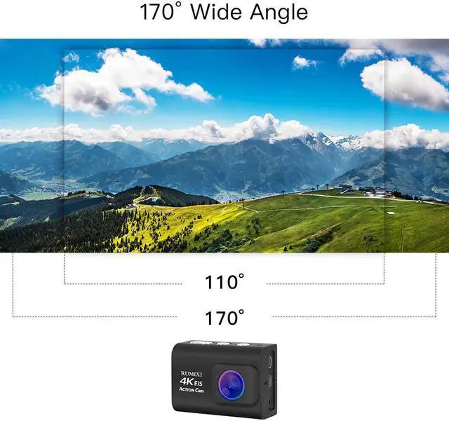 Alt view image 3 of 5 - HD 4K Sports Action camera with EIS Function Built-in WiFi Waterproof 30M With Remote Controller External Mic Video camera