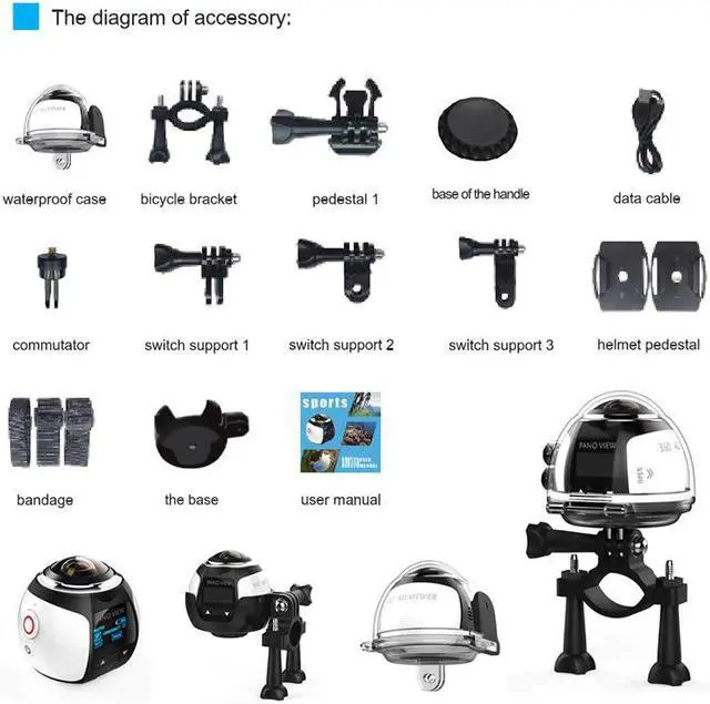 Alt view image 2 of 5 - 360 Degree Camera VR 4K Wifi Video Mini Panoramic 2448*2448 HD Panorama Action 3D Virtual Realit  Waterproof Sports Driving Cam