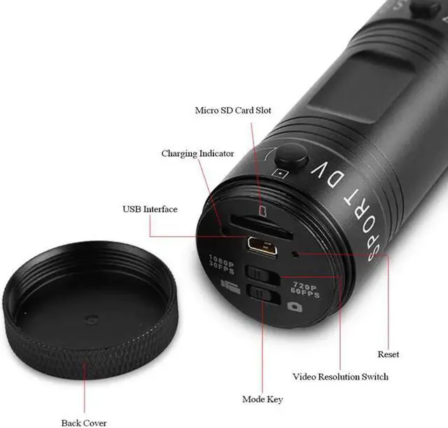 Alt view image 4 of 5 - 2019 Hot Mini F9 HD Sports Camera Bike Motorcycle Helmet Sports Action Camera Video DV Full HD 1080p Sports Camera